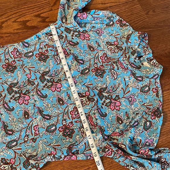 LOFT Bouquet Mock neckline MIDI dress paisley cendre blue NWT L/S zipped back 10 - Picture 12 of 16